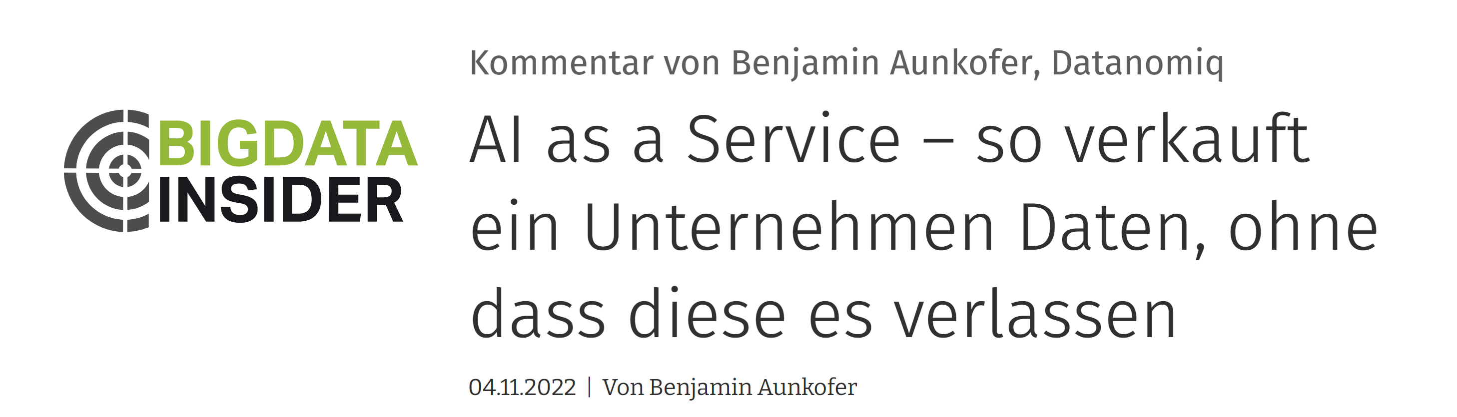 AI as a Service - Artikel von Benjamin Aunkofer